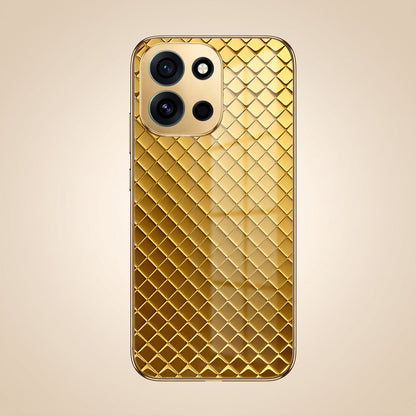OnePlus Nord 6 5G Golden Criss Cross Gold Electroplated Glass Phone Back Case