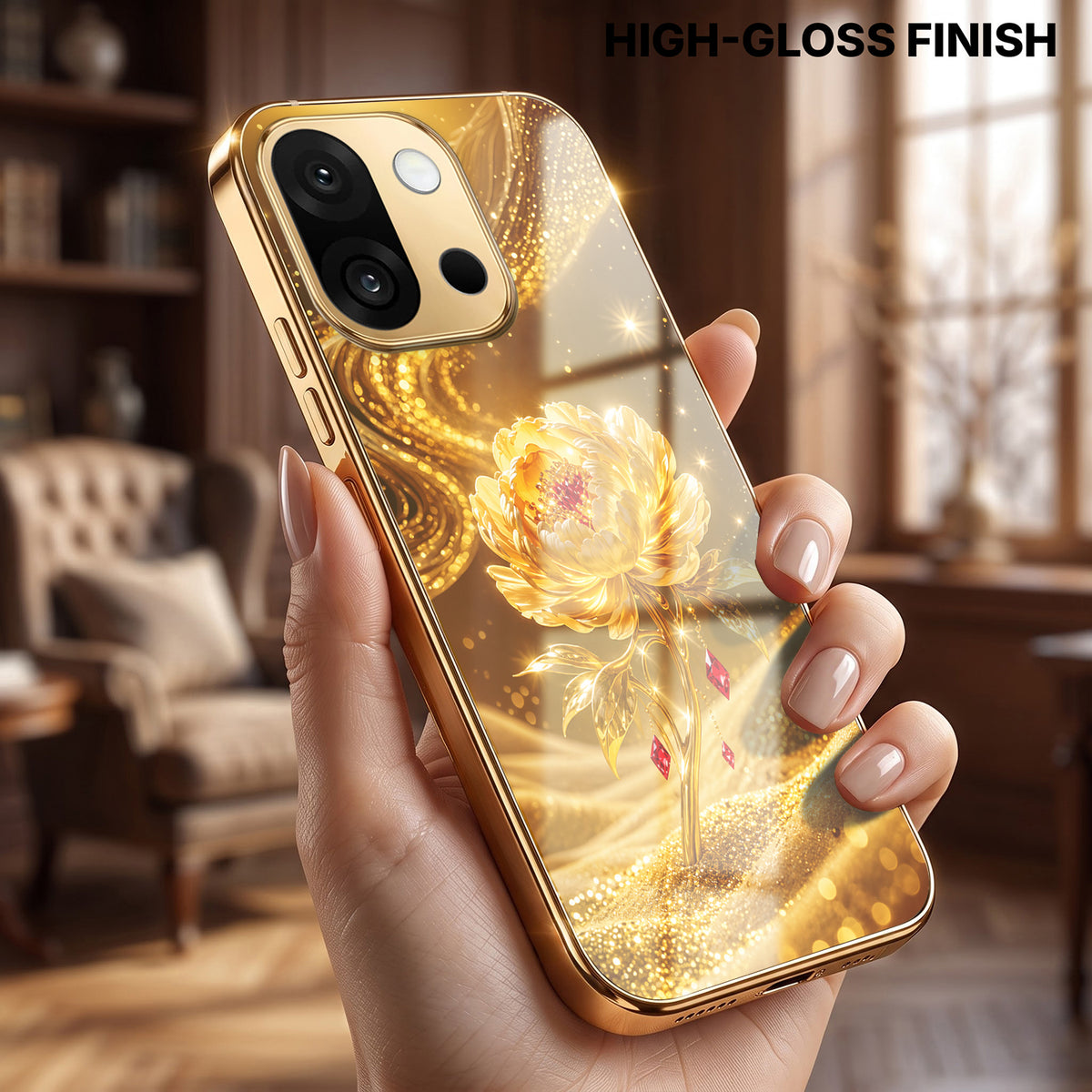 OnePlus 13s 5G Golden Rose Elegance Gold Electroplated Glass Phone Back Case