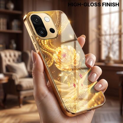 OnePlus 13s 5G Golden Rose Elegance Gold Electroplated Glass Phone Back Case
