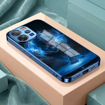 Vivo V70 5G Thunder Titan Lion Blue Electroplated Glass Phone Back Case