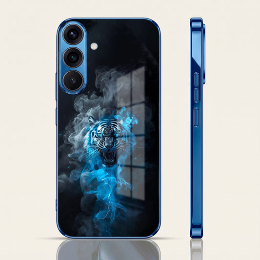 Samsung Galaxy A36 5G Blue Spirit Tiger Blue Electroplated Glass Phone Back Case