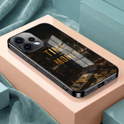 Oppo Reno 15 5G Time Is Money Black Electroplated Glass Phone Back Case