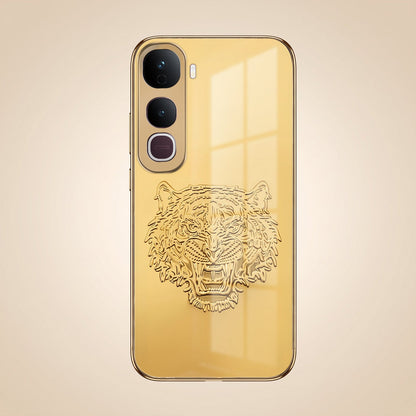 Vivo Y400 Pro 5G Golden Tiger Face Gold Electroplated Glass Phone Back Case
