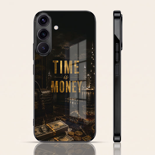 Samsung Galaxy A36 5G Time Is Money Black Electroplated Glass Phone Back Case