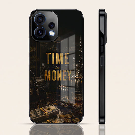 Oppo Reno 15 5G Time Is Money Black Electroplated Glass Phone Back Case