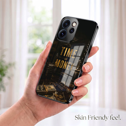 Oppo Reno 15 Pro Mini 5G Time Is Money Black Electroplated Glass Phone Back Case