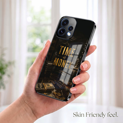 Oppo Reno 15 5G Time Is Money Black Electroplated Glass Phone Back Case