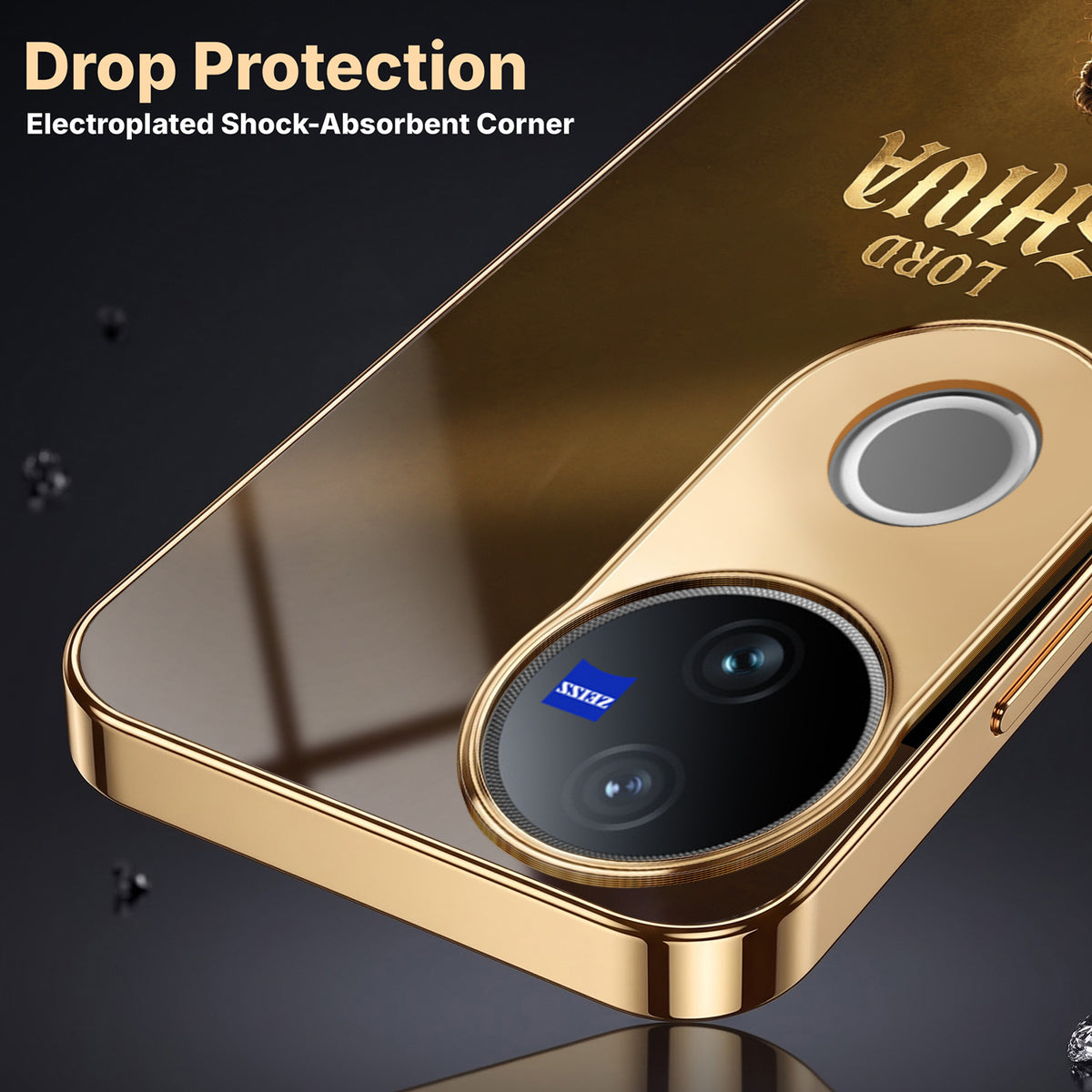 Vivo V50 5G Lord Shiva Gold Electroplated Glass Phone Back Case