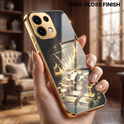 Oppo Reno 16C 5G Luxury Wealth Trader Gold Electroplated Glass Phone Back Case