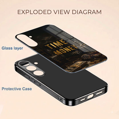 Samsung Galaxy A56 5G Time Is Money Black Electroplated Glass Phone Back Case
