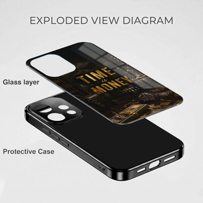 Oppo Reno 15 5G Time Is Money Black Electroplated Glass Phone Back Case