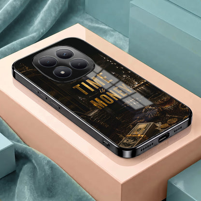 Redmi Note 15 Pro Plus 5G Time Is Money Black Electroplated Glass Phone Back Case