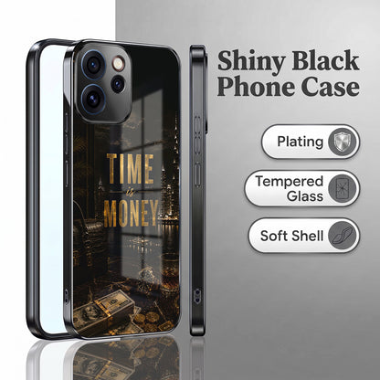Oppo Reno 15 Pro Mini 5G Time Is Money Black Electroplated Glass Phone Back Case