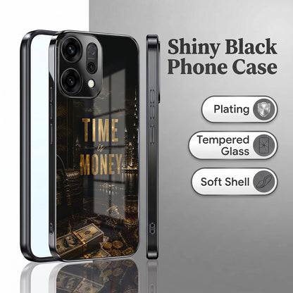Oppo Reno 14 5G Time Is Money Black Electroplated Glass Phone Back Case