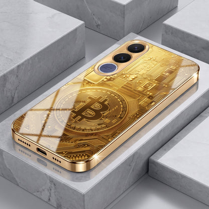 Vivo V70 FE 5G Bitcoin Gold Electroplated Glass Phone Back Case