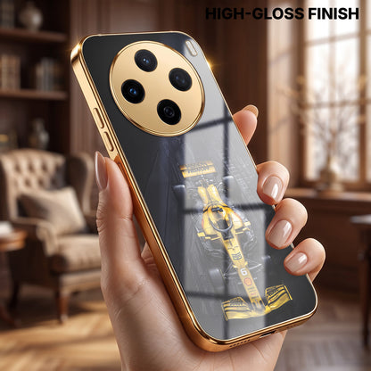 Vivo X200 5G F1 Racing Car Gold Electroplated Glass Phone Back Case