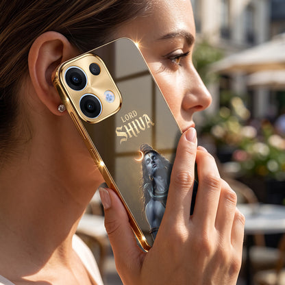 Oppo Reno 13 5G Lord Shiva Gold Electroplated Glass Phone Back Case