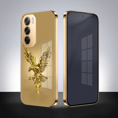 Oppo Reno 12 Pro 5G Golden Eagle Gold Electroplated Glass Phone Back Case
