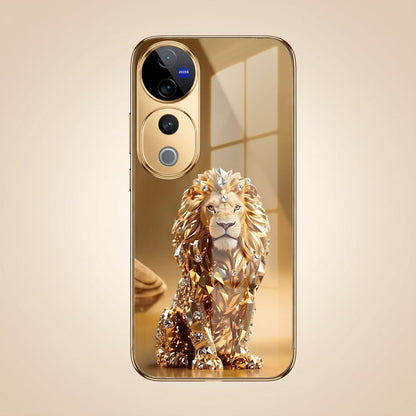 Vivo V40 Pro 5G Luxury Lion Gold Electroplated Glass Phone Back Case