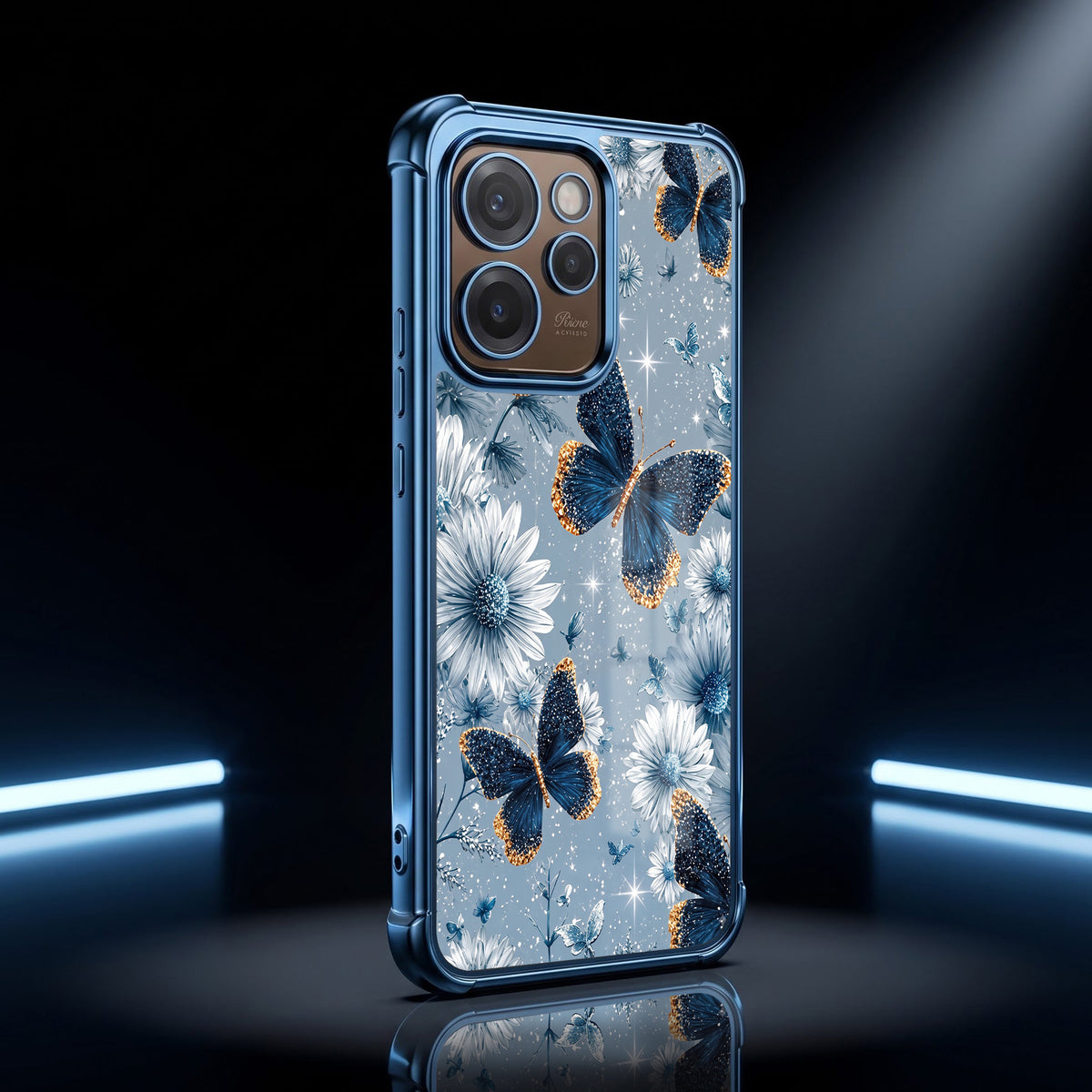 Oppo Reno 15 Pro Mini 5G Blue Butterfly Floral Airbags Printed Back Case