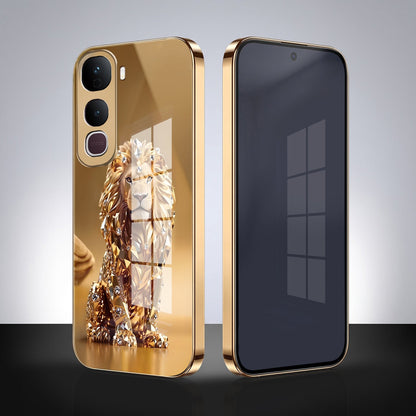 Vivo Y400 Pro 5G Luxury Lion Gold Electroplated Glass Phone Back Case