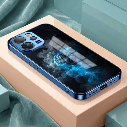 Vivo V70 5G Blue Spirit Tiger Blue Electroplated Glass Phone Back Case