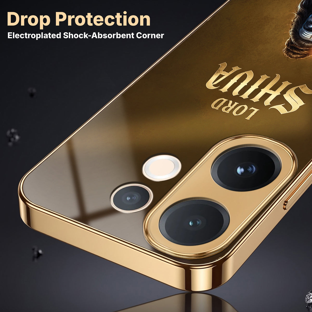 Vivo V60 5G Lord Shiva Gold Electroplated Glass Phone Back Case