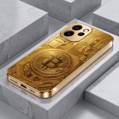 Oppo Reno 15 Pro Mini 5G Bitcoin Gold Electroplated Glass Phone Back Case