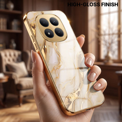 Redmi Note 15 Pro+ 5G Marvel Texture Gold Electroplated Glass Phone Back Case