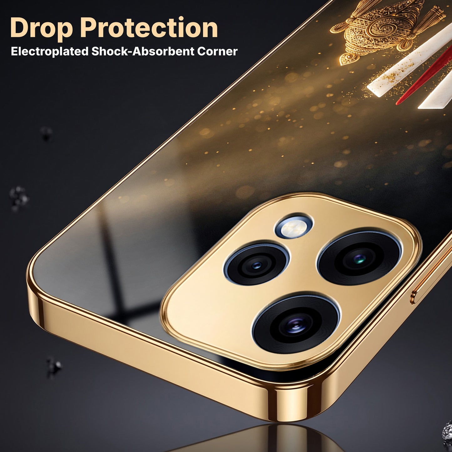 Oppo Reno 15 5G Royal Heritage Edition Gold Electroplated Glass Phone Back Case