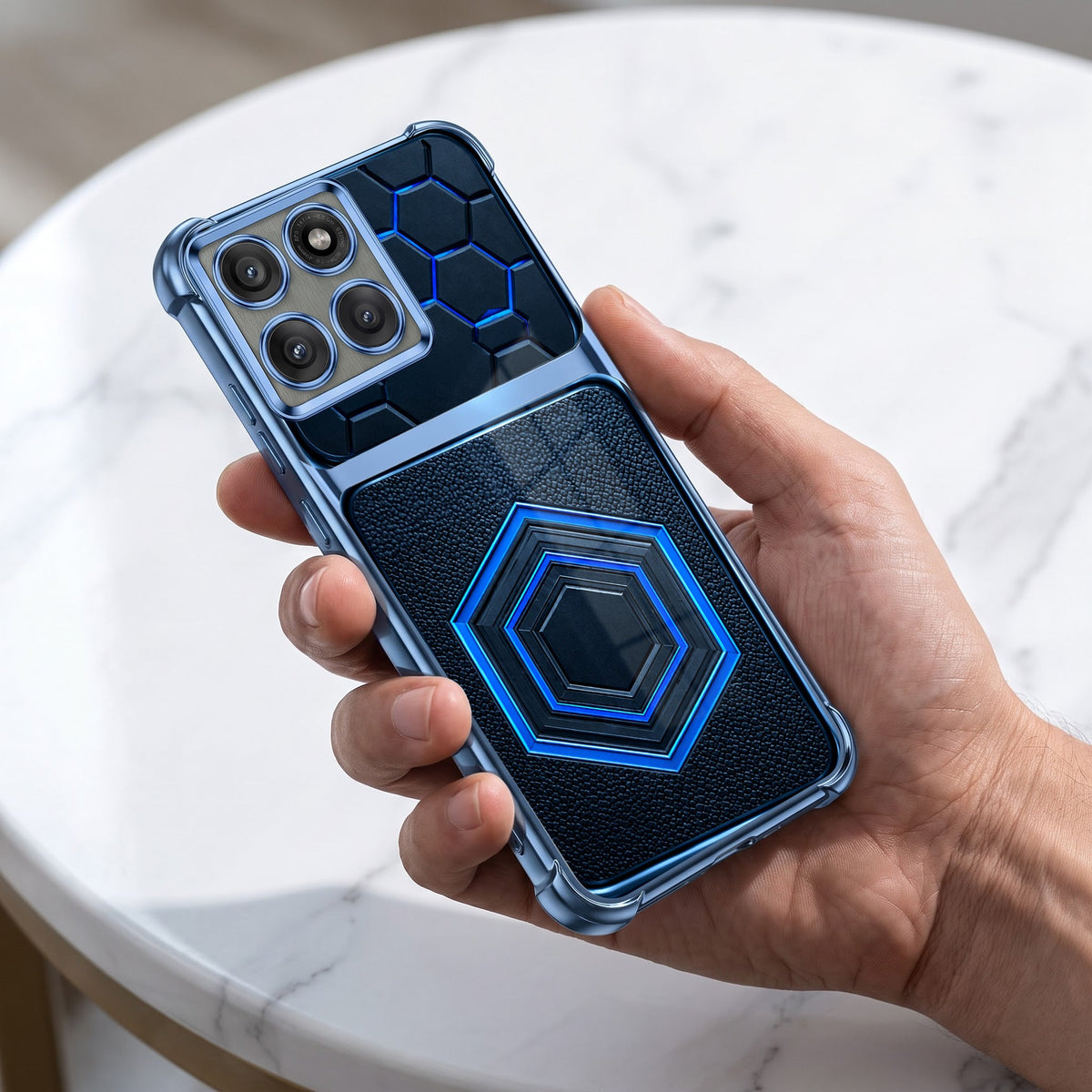 Motorola Edge 60 Pro 5G Cyber Hexagon Dual-Tone Transparent Airbags Case