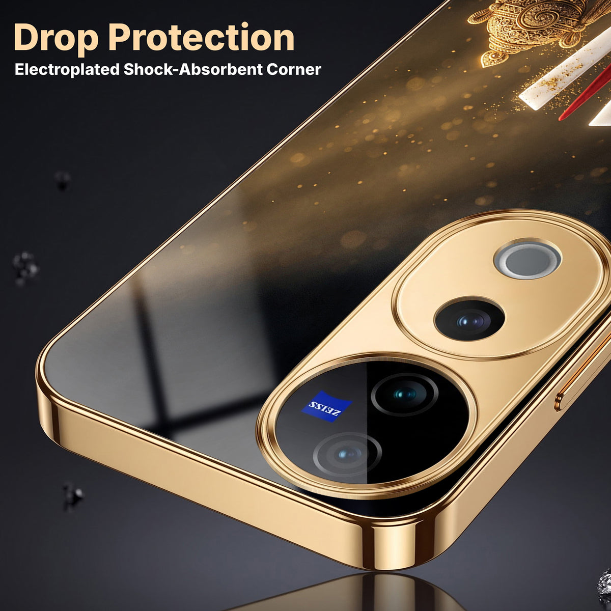 Vivo V40 Pro 5G Royal Heritage Edition Gold Electroplated Glass Phone Back Case