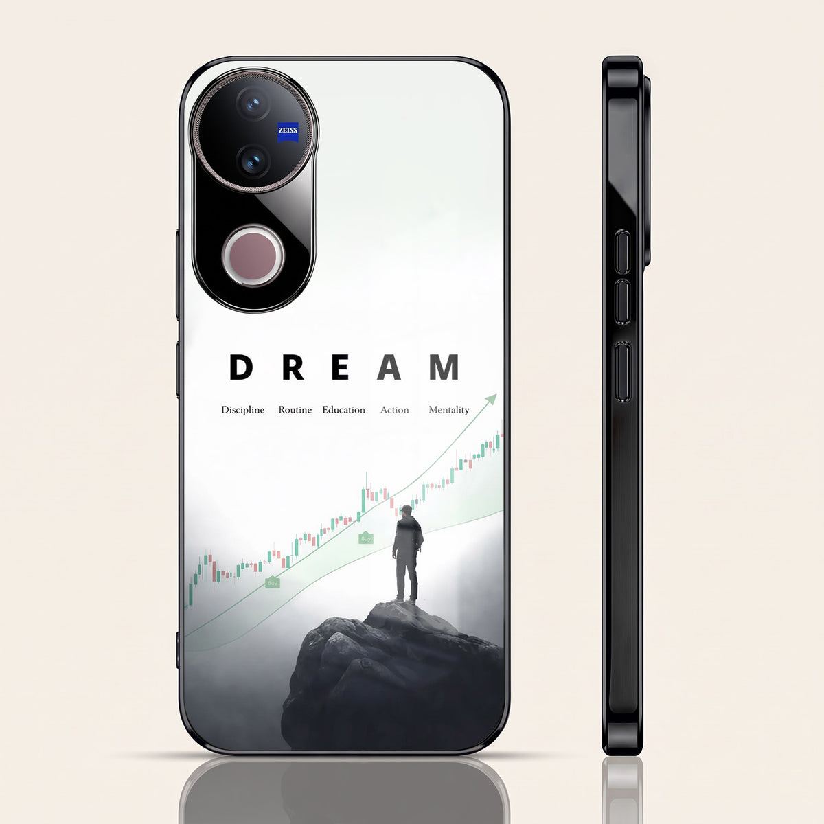 Vivo V50 5G Dream Black Electroplated Glass Phone Back Case