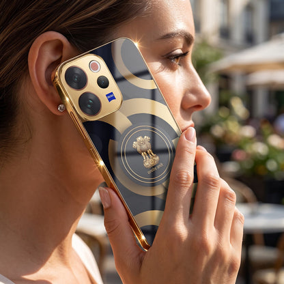 Vivo V70 5G Royal Emblem Gold Electroplated Glass Phone Back Case
