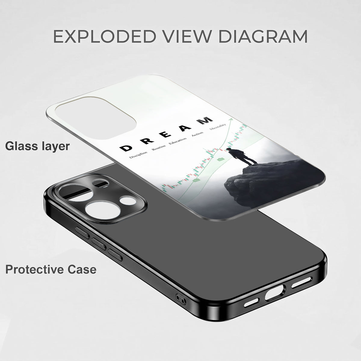 Oppo Reno 13 5G Dream Black Electroplated Glass Phone Back Case