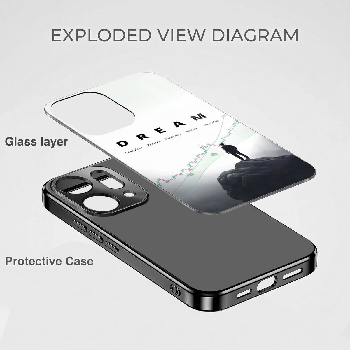 Oppo Reno 14 5G Dream Black Electroplated Glass Phone Back Case