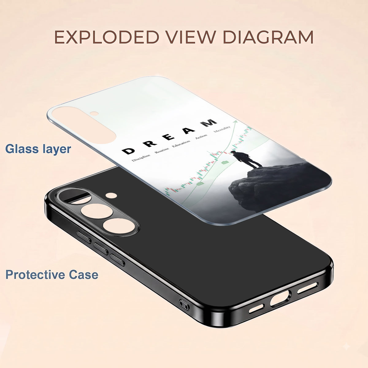 Samsung Galaxy A56 5G Dream Black Electroplated Glass Phone Back Case