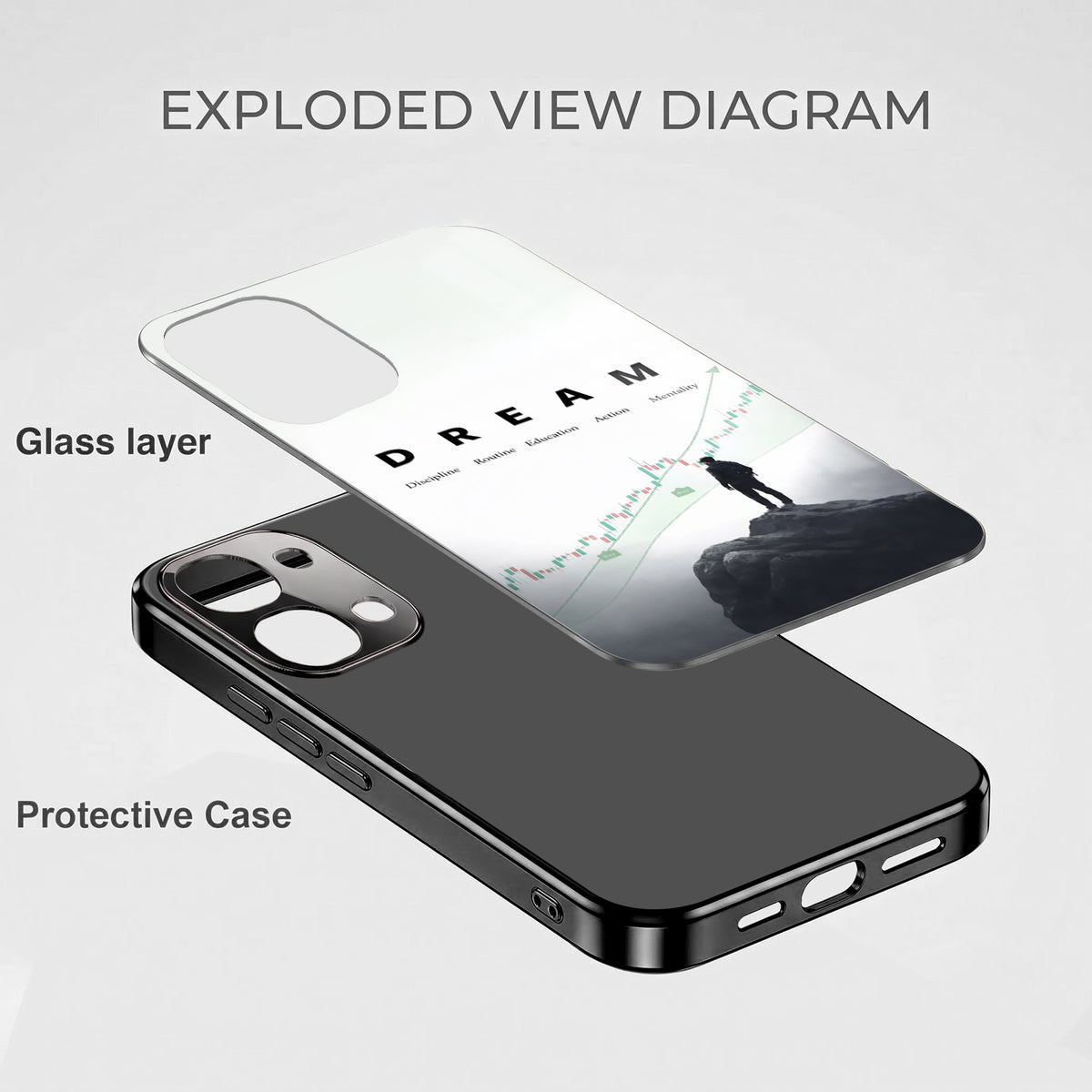 Vivo T5x 5G Dream Black Electroplated Glass Phone Back Case