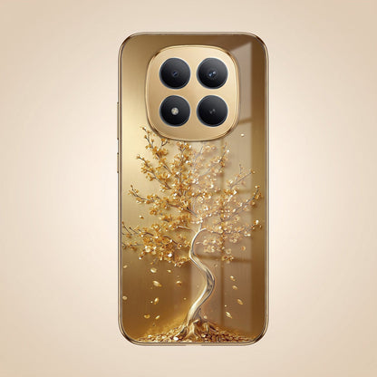 Redmi Note 15 Pro+ 5G Golden Tree Gold Electroplated Glass Phone Back Case