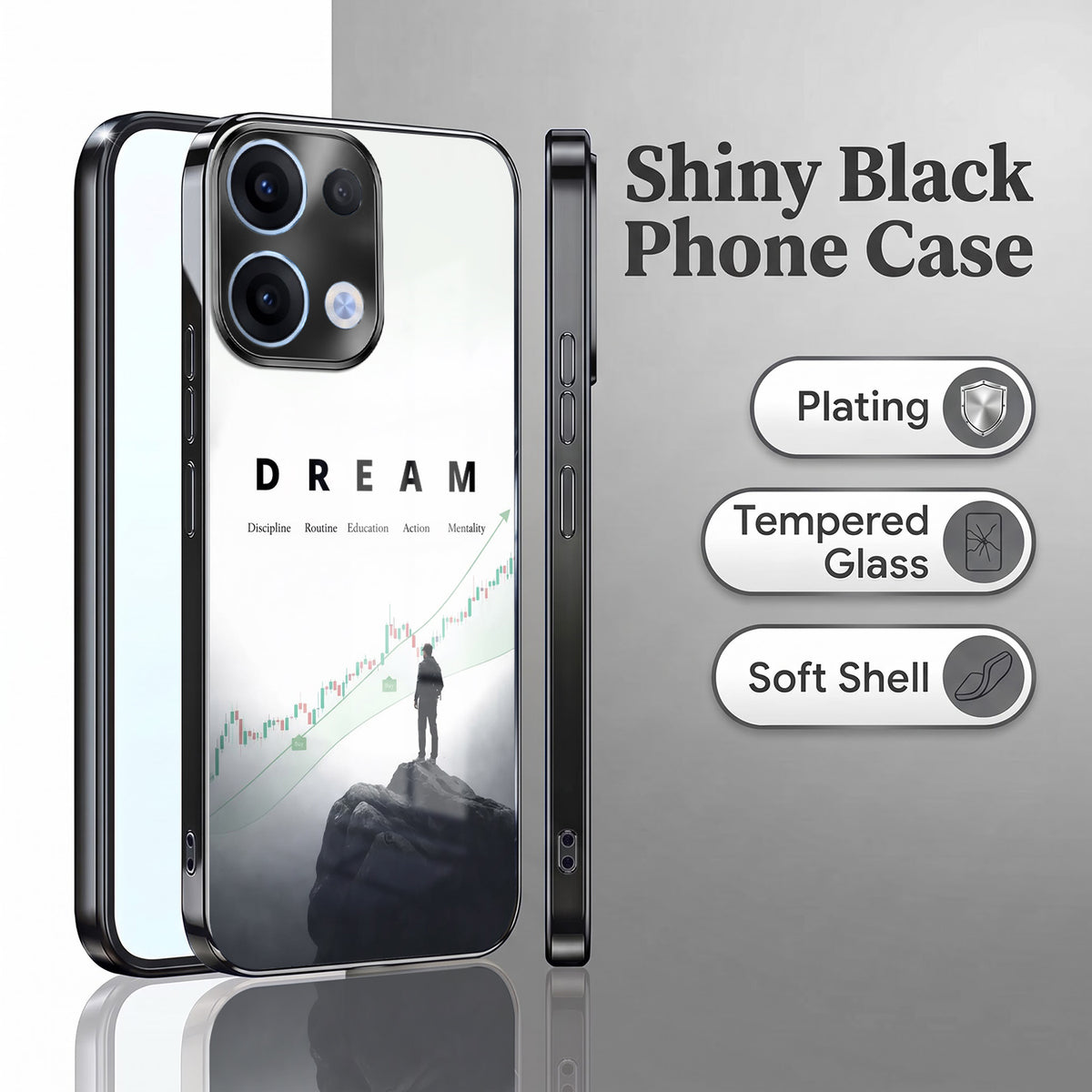Oppo Reno 13 5G Dream Black Electroplated Glass Phone Back Case