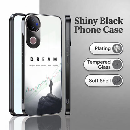 Vivo V50 5G Dream Black Electroplated Glass Phone Back Case