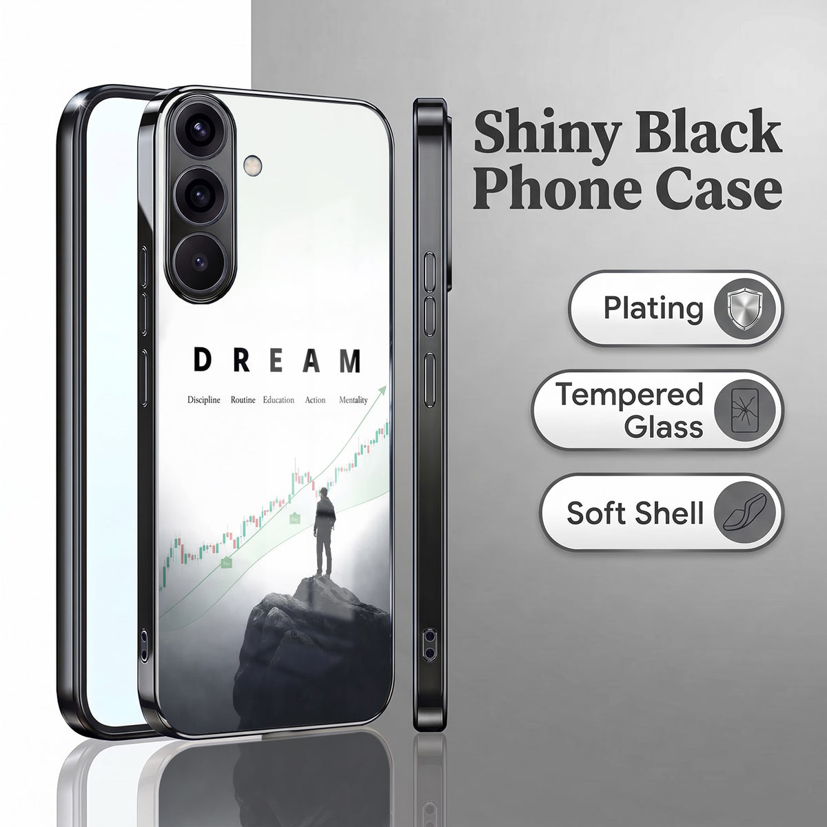 Samsung Galaxy A56 5G Dream Black Electroplated Glass Phone Back Case