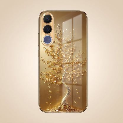Vivo V70 FE 5G Golden Tree Gold Electroplated Glass Phone Back Case