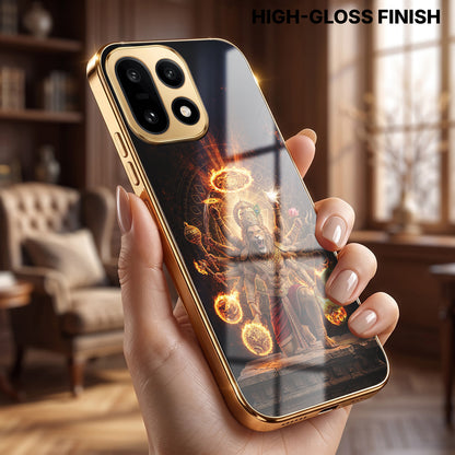 OnePlus 15 5G Lord Narasimha Gold Electroplated Glass Phone Back Case
