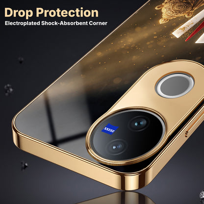 Vivo V50 5G Royal Heritage Edition Gold Electroplated Glass Phone Back Case