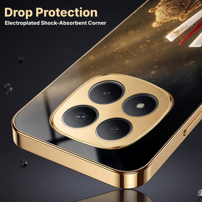 Redmi Note 15 Pro Plus 5G Royal Heritage Edition Gold Electroplated Glass Phone Back Case