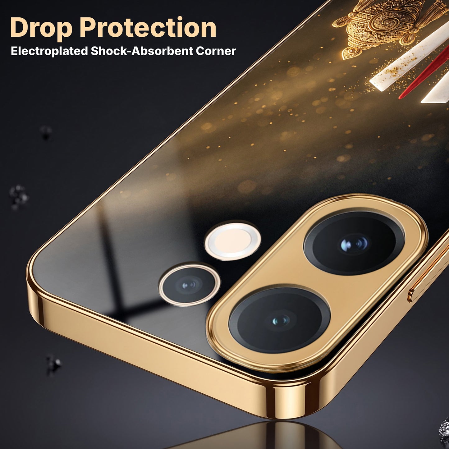 Vivo V60 5G Royal Heritage Edition Gold Electroplated Glass Phone Back Case