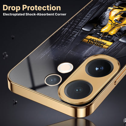 Vivo V60 5G F1 Racing Car Gold Electroplated Glass Phone Back Case