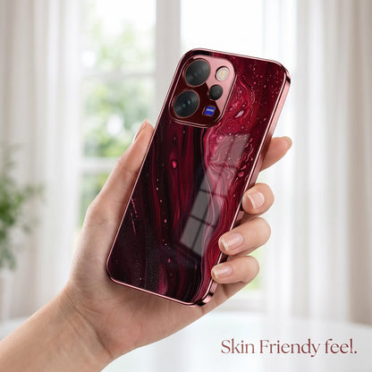Vivo V70 5G Marble Burgundy Electroplated Glass Back Case