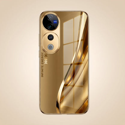 Vivo V40 Pro 5G Luxury Infinity Energy Gold Electroplated Glass Phone Case